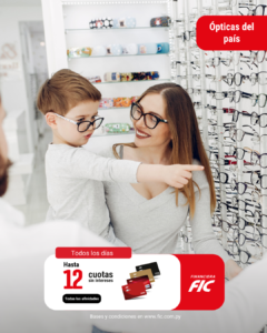 Hasta 12 cuotas sin intereses en Ópticas del país.
