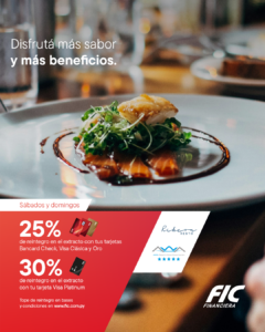 Ahorrá sábados y domingos con FIC en Ribera Restó de AWA Resort