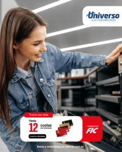 Hasta 12 cuotas sin intereses con Universo Electrodomésticos